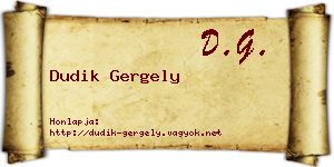 Dudik Gergely névjegykártya